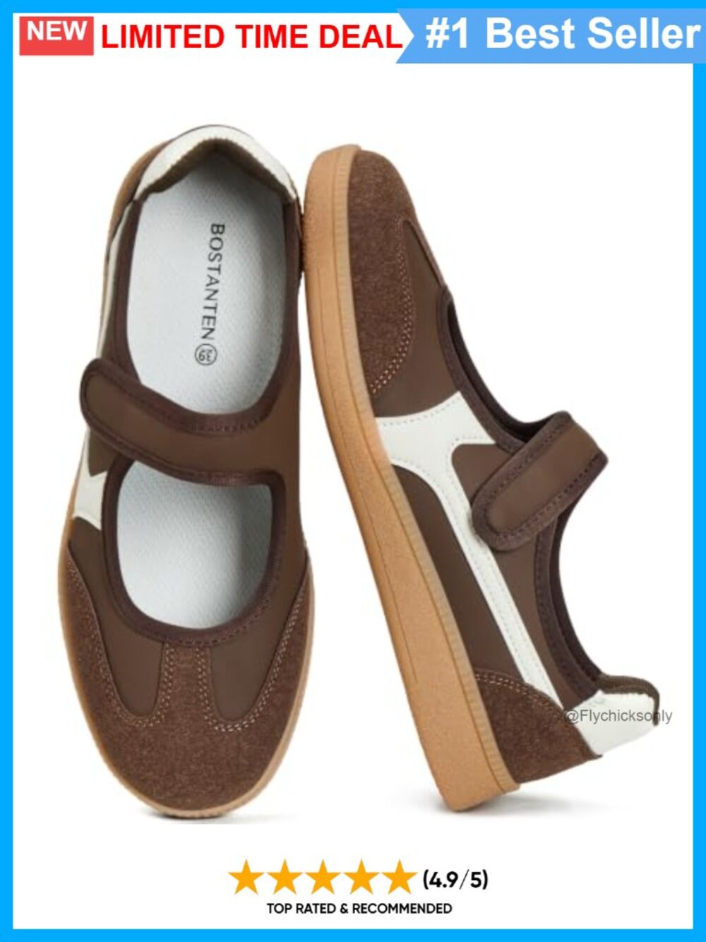 Women's Mary Jane Sneakers Retro Ballet Flats Hook-and-Loop Strap